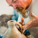 Nic Collins and Sabine Nemet in their pottery 2016